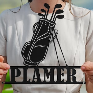 Personalized Metal Golf Name Sign – Custom Golf Bag Wall Art, Sport Room Decor, Gift for Golfer, Outdoor Golf Sign for Home or Man Cave