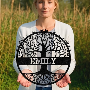 Personalized Tree of Life Metal Sign, Custom Metal Family Last Name Sign, Family Name Metal Wall Art, Housewarming Gift, Wedding Gift