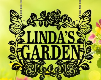 Garden Welcome Sign – Customized Hanging Metal Outdoor Decor for Yard, Patio or Greenhouse, gift for her
