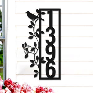 Custom Modern House Number Sign, Metal Address Plaque, Mid Century Outdoor Address Sign, Street Number Home Decor
