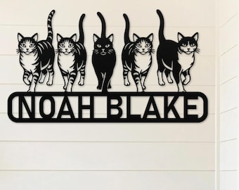 Personalized Cat Metal Wall Art – Custom Name Sign for Cat Lovers, Cute Cat Decor for Home or Garden Gift