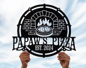 Custom Pizza Oven Metal Sign, Outdoor Kitchen Wall Art, Personalized Gift for Him, Backyard Cooking Sign, Patio Pizza Decor