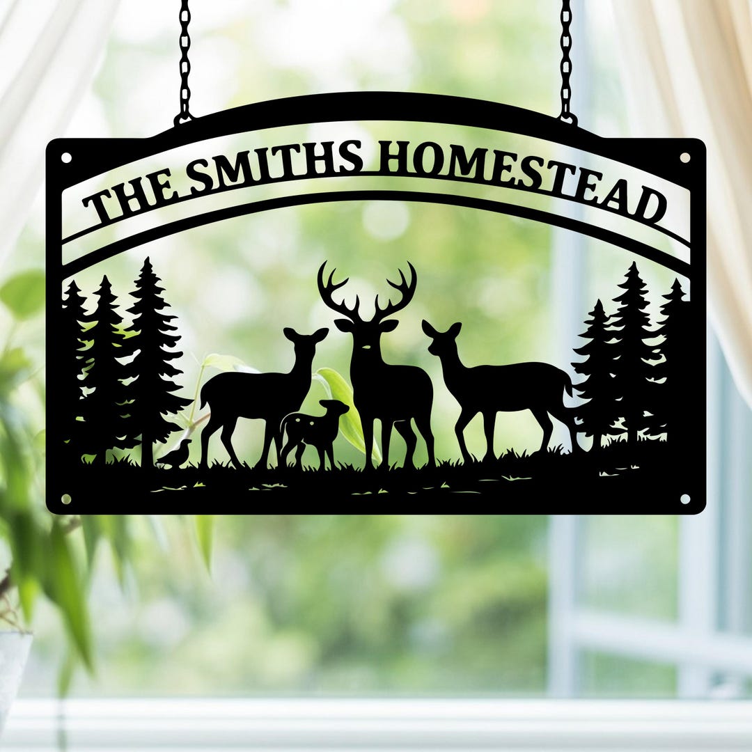 Homestead Sign Design Personalized Homestead Metal Sign, Custom Family Name Deer Sign, Rustic ...