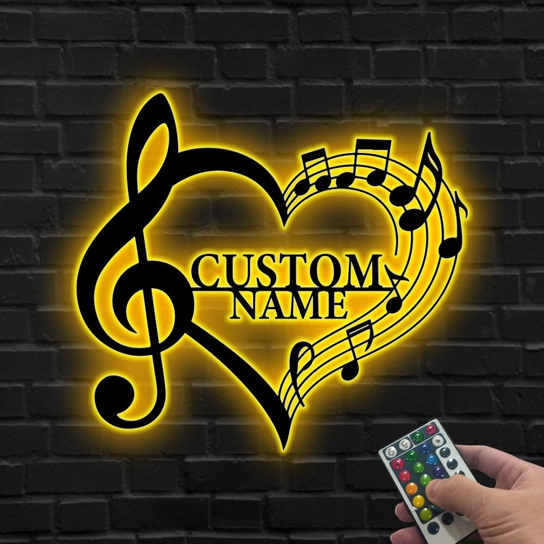 Custom Music Note LED Sign, Musician Name Sign, Customized Gift for ...