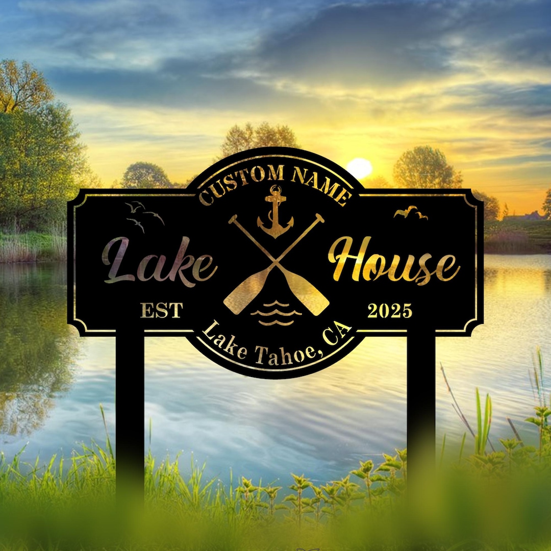 Custom Lake House Metal Sign - Personalized Cabin Decor With Family ...