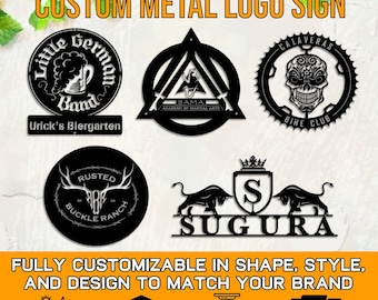 Op maat gemaakt metalen logobord – jouw ontwerp, tekst of bedrijfsmerk op staal, gepersonaliseerde metalen muurkunst voor kantoor-, winkel- of woondecoratie