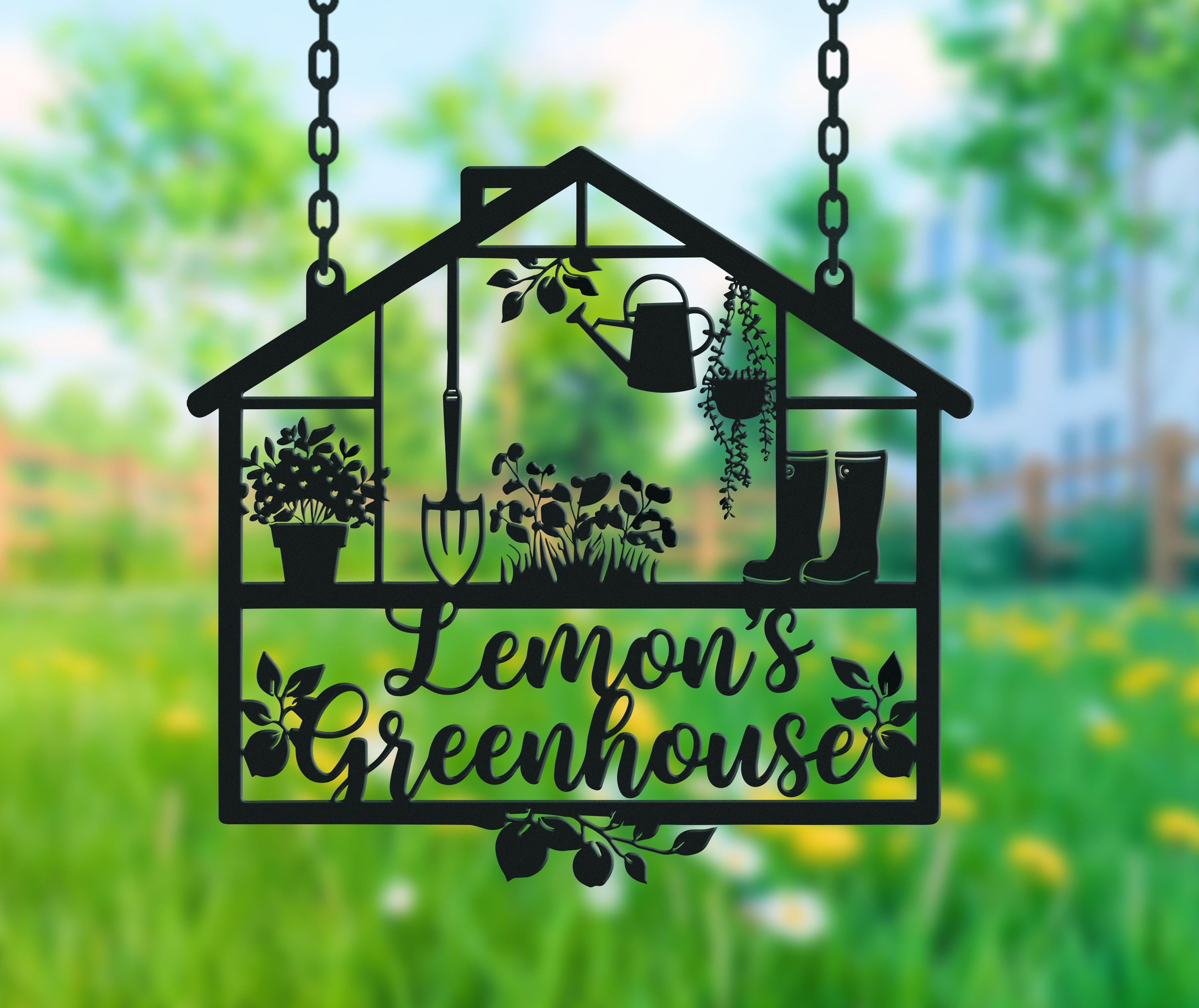 Custom Greenhouse Metal Sign, Personalized Garden Hanging Sign, Outdoor ...