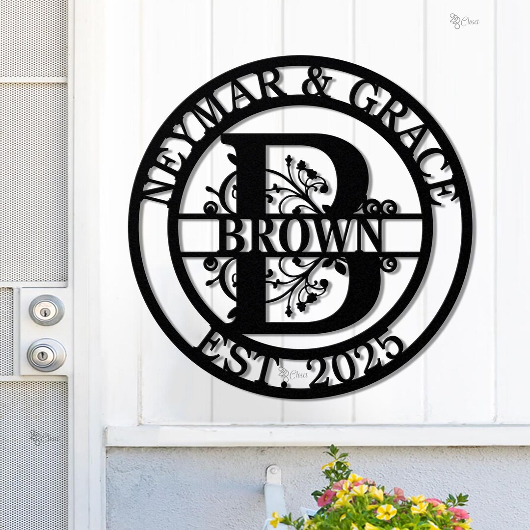 Personalized Metal Name Sign – Custom Family Monogram Wall Art for ...