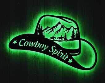 Personalized Cowboy LED Sign – Custom Western Hat Light, Rustic Ranch Wall Decor, Farmhouse or Bar Gift for Country Lovers