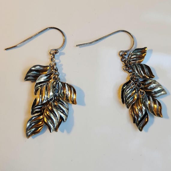 Vintage Solid Sterling Silver 925 Dangle Earrings - image 2