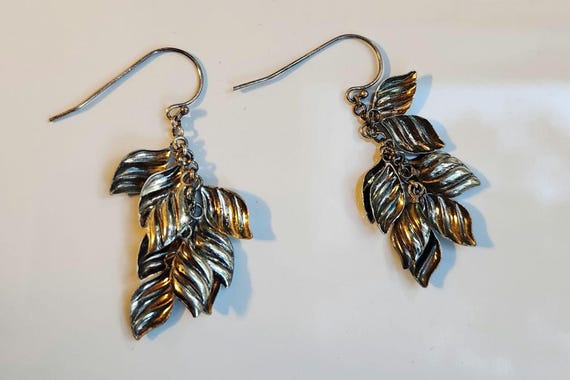 Vintage Solid Sterling Silver 925 Dangle Earrings - image 1