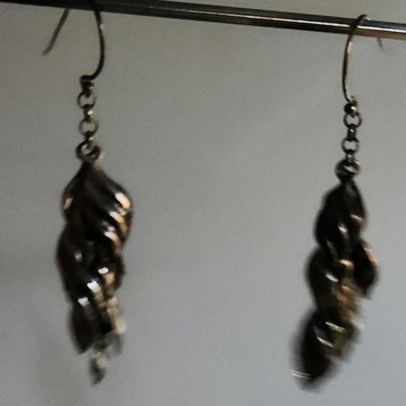 Vintage Solid Sterling Silver 925 Dangle Earrings - image 4