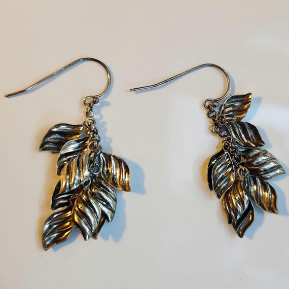 Vintage Solid Sterling Silver 925 Dangle Earrings - image 3