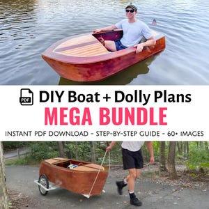 DIY Boat & Dolly Plans Combo– Full Package, Instant Download, Flat Bottom Plywood Boat Plans PDF, Portable Dolly Design Bundle