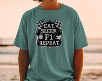 T-shirt Eat Sleep F1 Repeat : t-shirt pour fans de course automobile