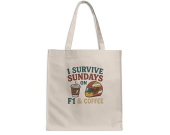 Sac fourre-tout F1 amusant : je survis avec du café le dimanche - Cadeau pour fan de course