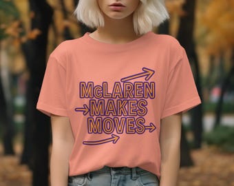 T-shirt graphique McLaren Makes Moves : vêtements pour fans de course de Formule 1