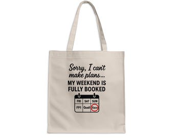 Sac fourre-tout drôle de week-end de course « Complètement réservé » - 100 % toile de coton