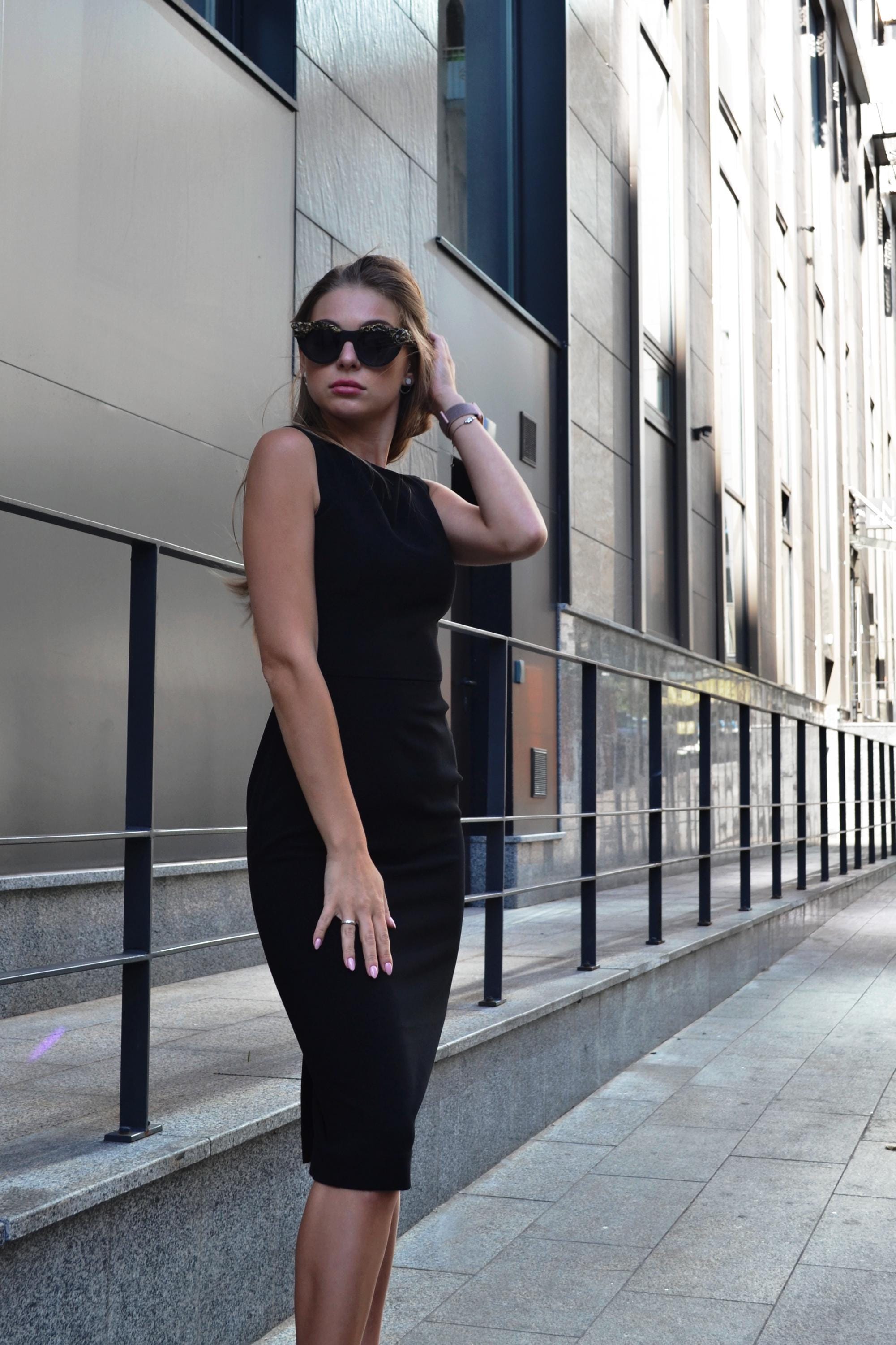 city chic black dress Little Dress, Timeless Sheath Midi Gown, Classic Versatile Minimalist Outfit Outfit ideas