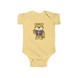 Tigers Baby Bodysuit (NB-24M) | Louisiana Football Infant Jersey Onesie | Geaux Football Baby Shower Gift | Toddler Apparel image 4