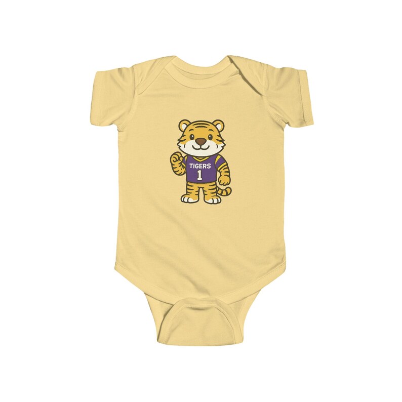 Tigers Baby Bodysuit (NB-24M) | Louisiana Football Infant Jersey Onesie | Geaux Football Baby Shower Gift | Toddler Apparel image 4