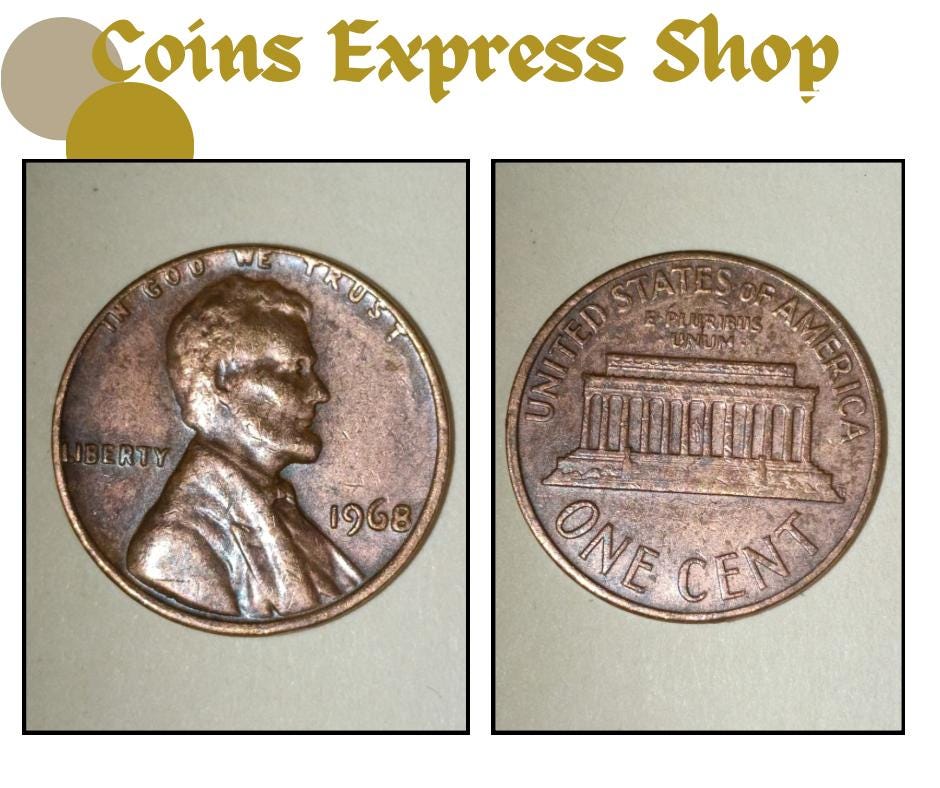 1968年 デンバー mint mark リンカーンセント 1968年 デンバー mint mark リンカーンセント 1968年 デンバー mint