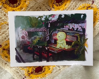 Smiskis with cat Physical Art Print