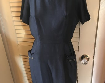 1950's Midnight Blue Cocktail Dress