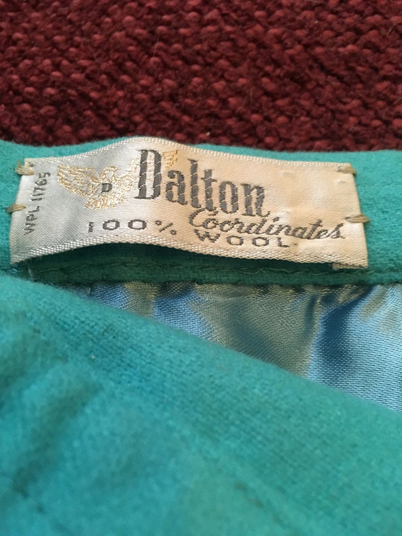 1950's Dalton Coordinates Aqua Blue Wool Pencil Skirt image 5