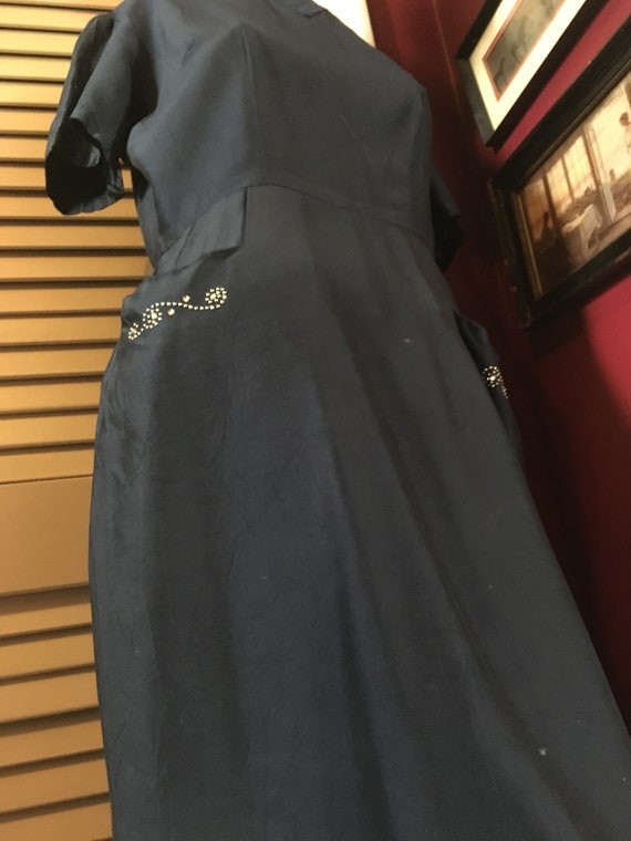 1950's Midnight Blue Cocktail Dress - image 4