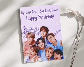 Cartão de aniversário do BTS para imprimir | Presente para o ARMY (Download digital)