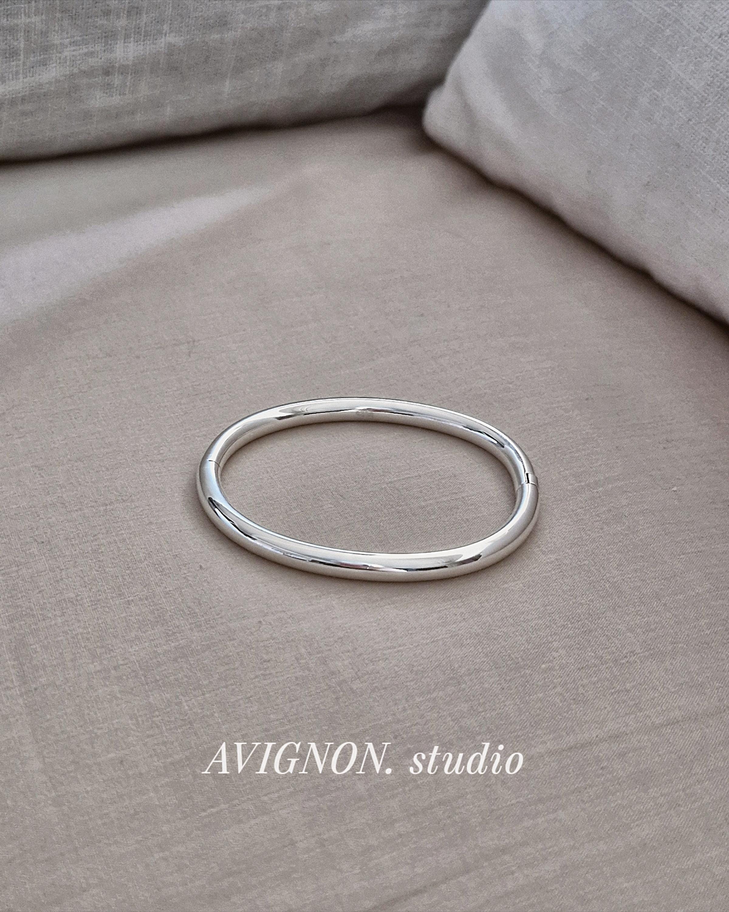 925 Sterling Silver 5mm Oval Hinged Bangle Bracelet – Open & Close