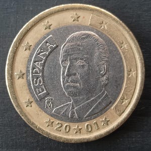 Rare Spanish 2001  1 euro coin