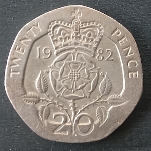 Uiterst zeldzame Britse 20 pence-munt uit 1982