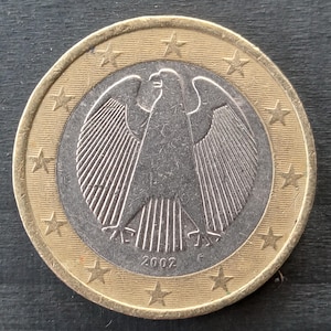 Rare German  2002 F 1 euro coin