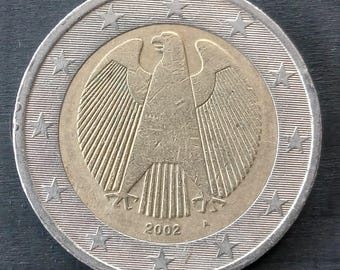 希少な2002年ドイツ2ユーロ硬貨 - 「G」ミントマーク付きヴィンテージ