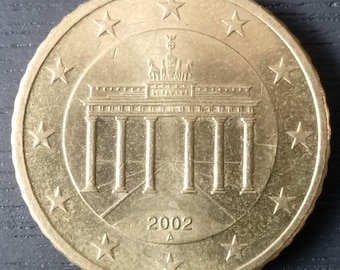 「希少」2002年 ブランデンブルク門 50セントユーロ　ミントマークF 2002年 ドイツ 50ユーロセント硬貨 G ミント 希少コイン