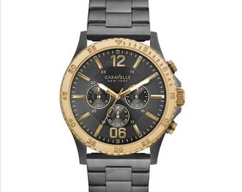Caravelle New York 45A119 Mens Gunmetal Finish Chronograph Watch