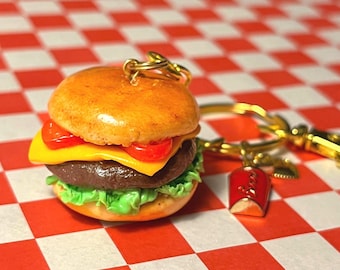 Miniature Mcdonald's Cheeseburger Combo Meal Keychain , Indian