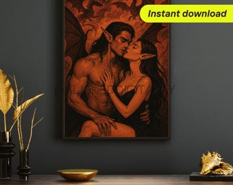 Dragon Fae Fantasy Art Print – Dark Romantasy Book Inspired (Digital Download)