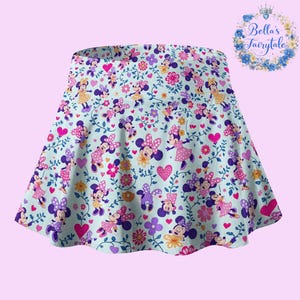 Minnie and Wild Flowers, Disney Skirt with Shorts, Pickleball Skirt, Tennis Skirt, Skort, Disney Outfit