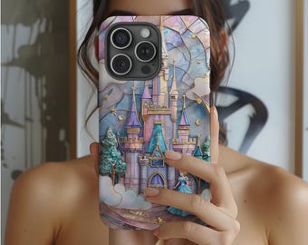 Cinderella in Castle, Disney Stained Glass Effect Phone Case, Disney 3D Mosaic Tough Case, Disney Phone Case for iPhone Samsung Google Pixel