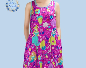 Princess Disney Dress, Summer Sleeveless Ladies Dress
