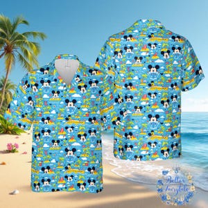 Mickey On Cruise Ship Hawaiian Shirt, Unisex Adult Kid Disney Hawaiian Shirt, Disney Cruise Vacation Hawaiian Shirt