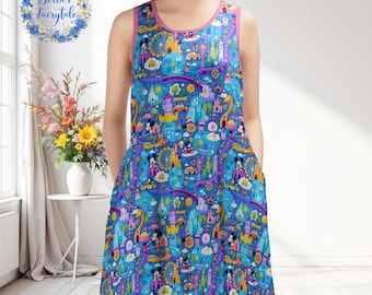 Mickey in Disney Park, Disney Dress, Ladies Dress, Summer Dress, Cruise Outfit, Disney Theme Park,  Disney Apparel, Disney Outfit