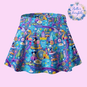 Mickey in Disney Park, Blue Mickey in Magic Kingdom, Disney Skirt with Shorts, Pickleball Skirt, Tennis Skirt, Skort,  Disney Outfit