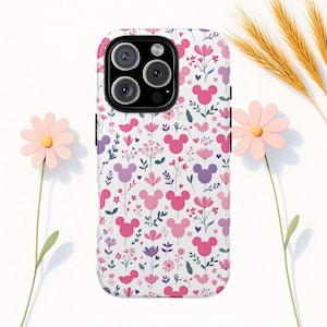 Purple Pink Mickey Balloons, UNIQUE Disney Stained Glass Effect  Disney Tough Case, Disney Phone Case for iPhone Samsung Google Pixel