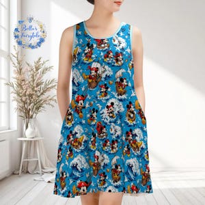 Mickey Pirate of The Caribbean Disney Dress, Disney Dress, Summer Dress, Cruise Dress, Women Skater Dress, Disney Outfit