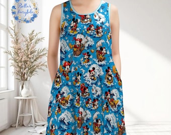Mickey Pirate of The Caribbean Disney Dress, Disney Dress, Summer Dress, Cruise Dress, Women Skater Dress, Disney Outfit