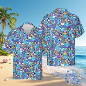 Mickey in Disney Park, Unisex Adult Kid Disney Hawaiian Shirt, Disney Cruise Vacation Hawaiian Shirt, Disney Outfit, Family Matching Shirt